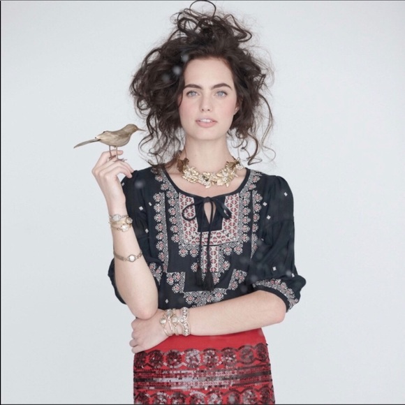 Anthropologie Tops - Anthropologie Vanessa Virginia embroidered tassel